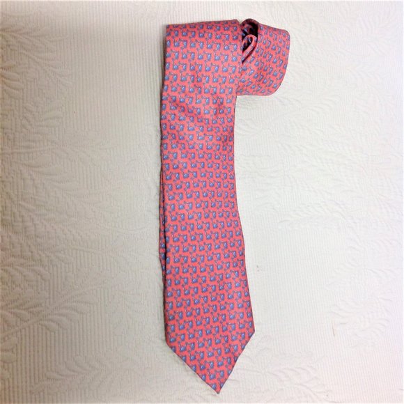 BATTISTONI ROMA Crab with Claws Nectk Tie Salmon Pink & Blue BAT 0833 - Picture 3 of 9